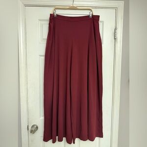 Women's Burgundy Pants - Elegant Flowing Silhouette